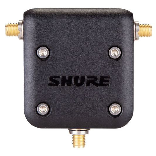 Front view of Shure UA221DB-RSMA Dual Band Passive Antenna Splitter on white background