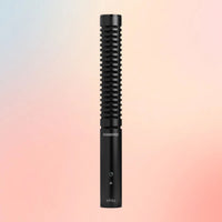 Front view of Shure VP82 Short Shotgun Microphone on pink gradient background