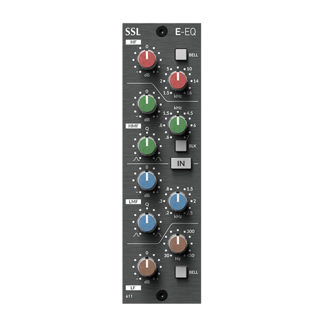 Front view of Solid State Logic E-Series EQ Module 500 Series on white background