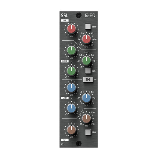 Front view of Solid State Logic E-Series EQ Module 500 Series on white background