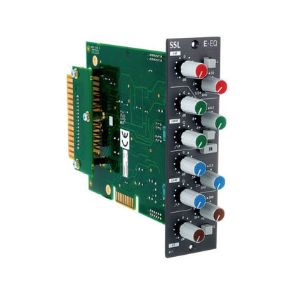 Angled view of Solid State Logic E-Series EQ Module 500 Series on white background