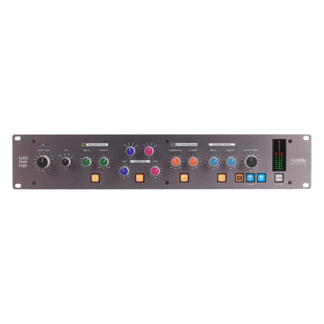Front view of Solid State Logic Fusion Analog Stereo Outboard Processor on white background