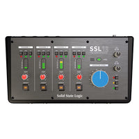 Front view of Solid State Logic SSL 12 USB Audio Interface on white background