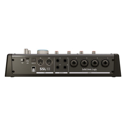 Rear jacks view of Solid State Logic SSL 12 USB Audio Interface on white background