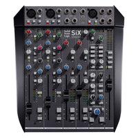 Front view of Solid State Logic SiX Desktop Analog Mixer on white background