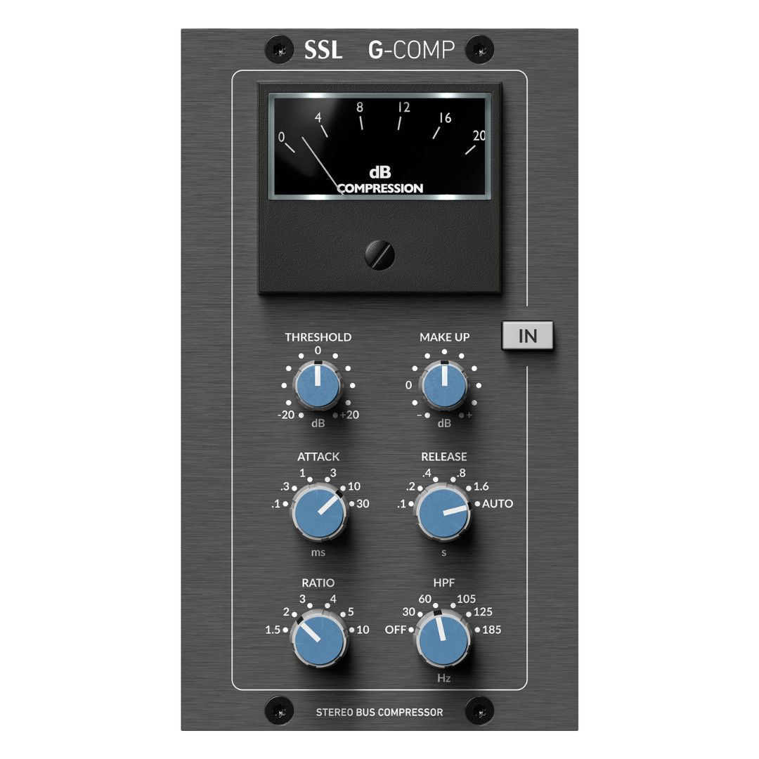 Front view of Solid State Logic Stereo Bus Compressor Module 500 Series on white background