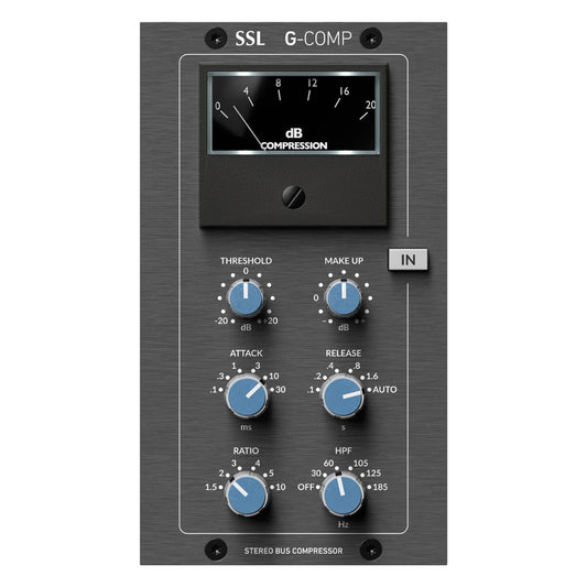 Front view of Solid State Logic Stereo Bus Compressor Module 500 Series on white background