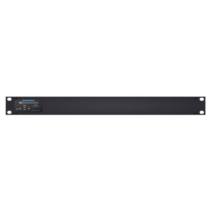 Front view of Sonifex AVN-AESIO8-T-DNT 8-AES3 I/O Terminal Block Dante Interface on white background