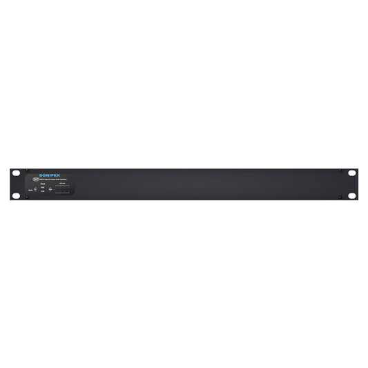Front view of Sonifex AVN-AESIO8-T-RAV 8-AES3 I/O Terminal Block RAVENNA Interface on white background