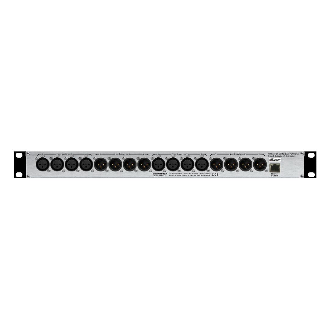 Rear panel of Sonifex AVN-AESIO8 on white background