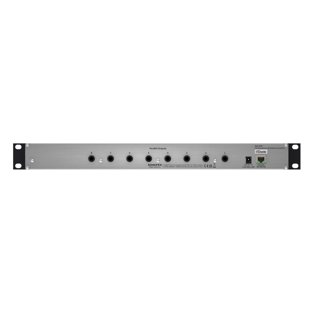 Rear panel view of Sonifex AVN-AH88 on white background