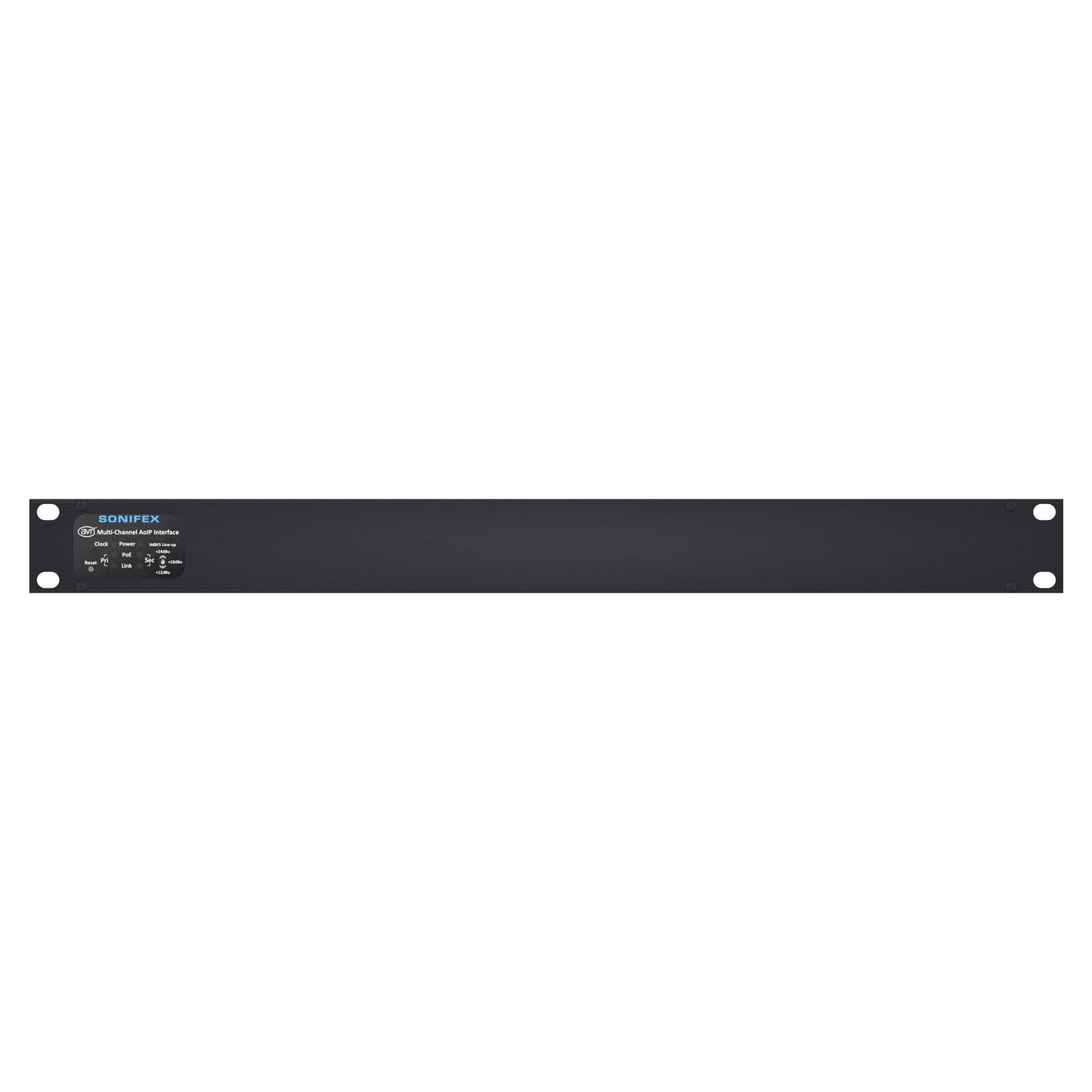 Front view of Sonifex AVN-AI16-DNT 16-Input XLR Dante Interface on white background