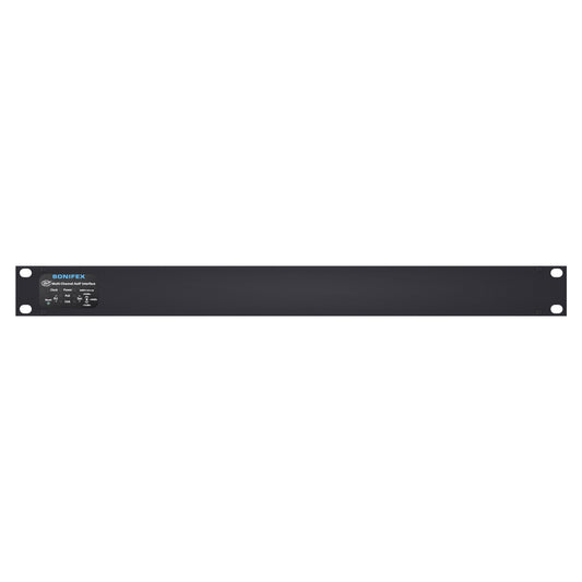 Front view of Sonifex AVN-AI16-DNT 16-Input XLR Dante Interface on white background