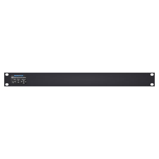 Front view of Sonifex AVN-AIO8-DNT 8x8 XLR Dante Interface on white background