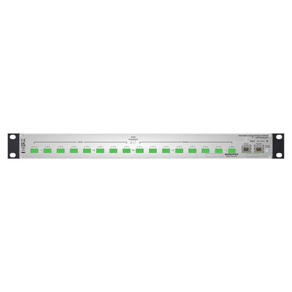 Rear ports view of Sonifex AVN-AIO8-T-DNT 8x8 Terminal Block Dante Interface on white background