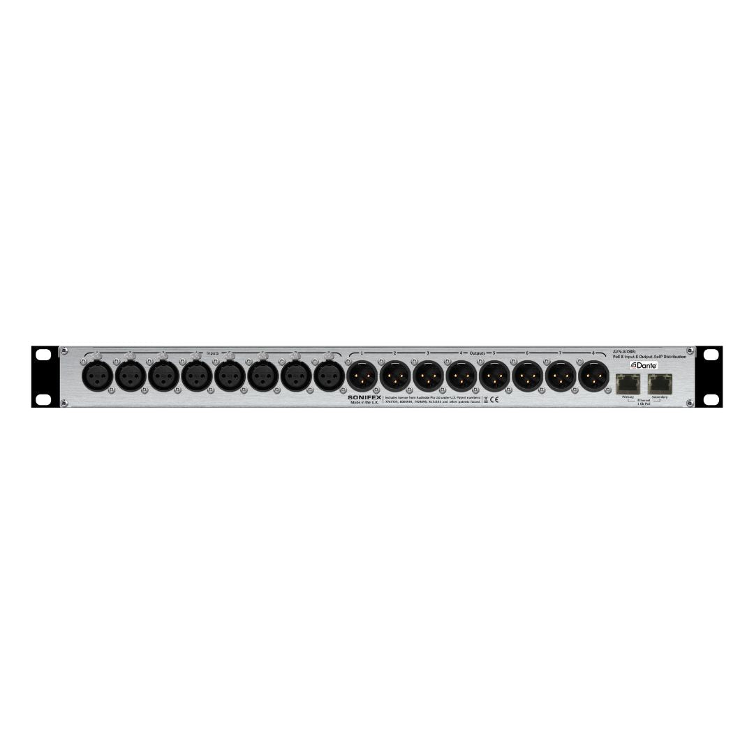 Rear panel of Sonifex AVN-AIO8R on white background