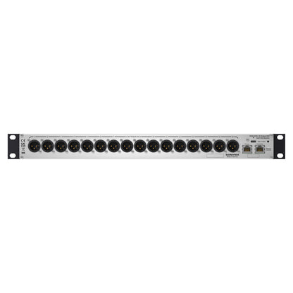 Rear ports view of Sonifex AVN-AO16-RAV 16-Output XLR RAVENNA Interface on white background