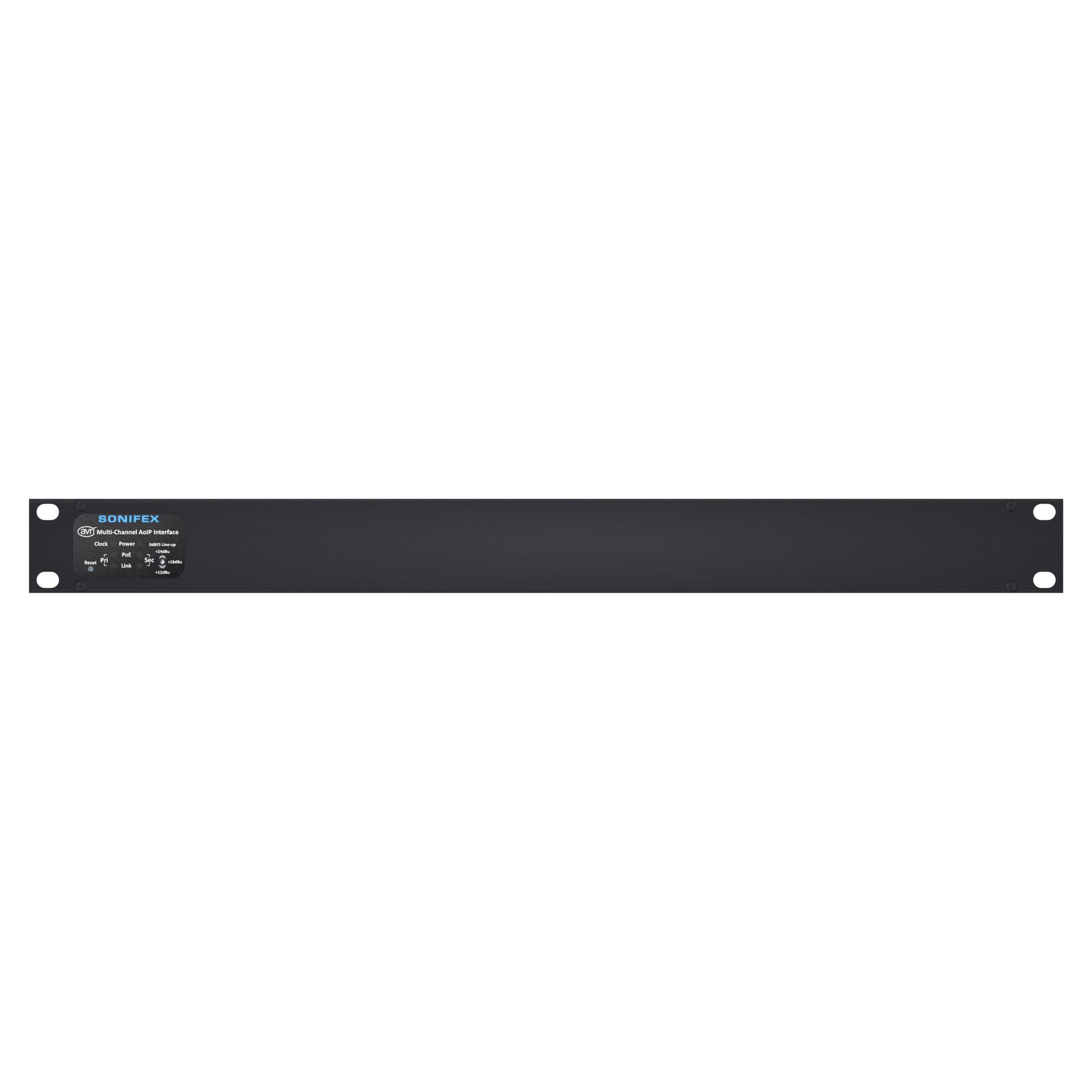 Front view of Sonifex AVN-AO16-T-DNT 16-Output Terminal Block Dante Interface on white background