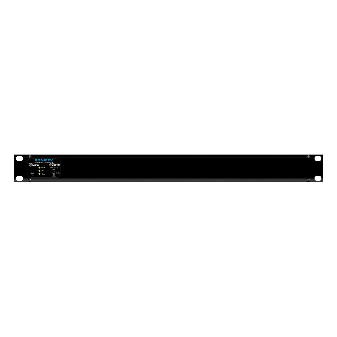 Front panel of Sonifex AVN-AO16 on white background