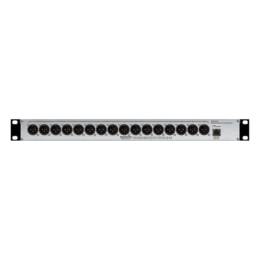 Rear panel of Sonifex AVN-AO16 on white background