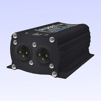 Angled view of front panel of Sonifex AVN-DIO01 on lilac background