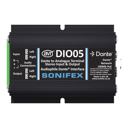 Top view of Sonifex AVN-DIO05 on white background