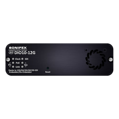 Front view of Sonifex AVN-DIO10-12G on white background