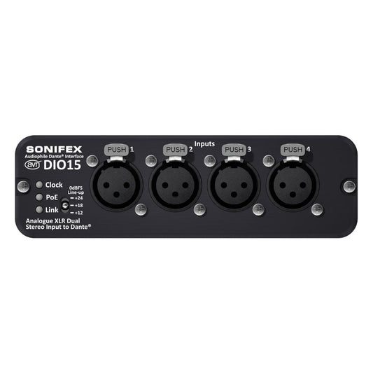 Front view of Sonifex AVN-DIO15 on white background