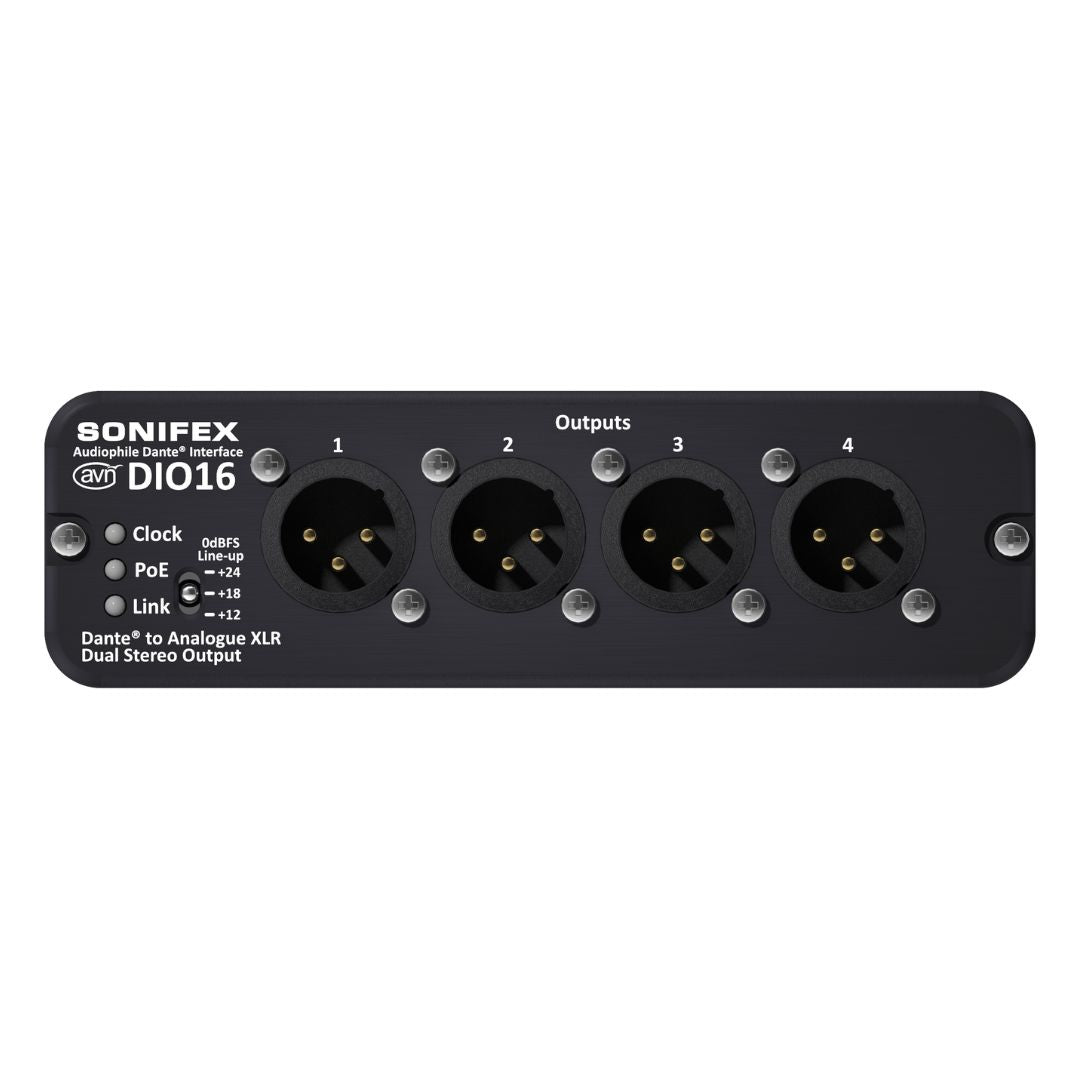 Front view of Sonifex AVN-DIO16 on white background