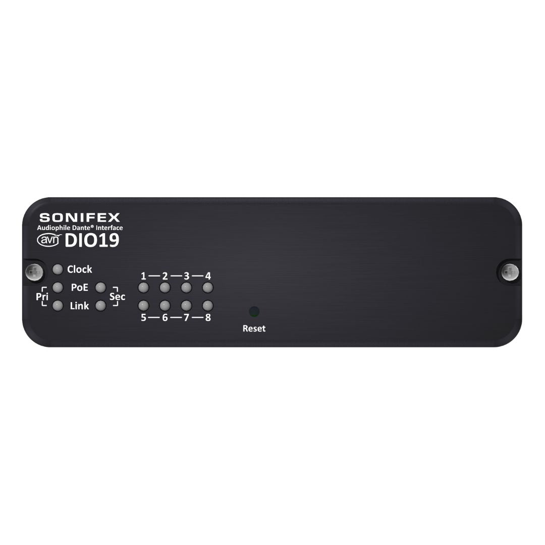 Front view of Sonifex AVN-DIO19 on white background