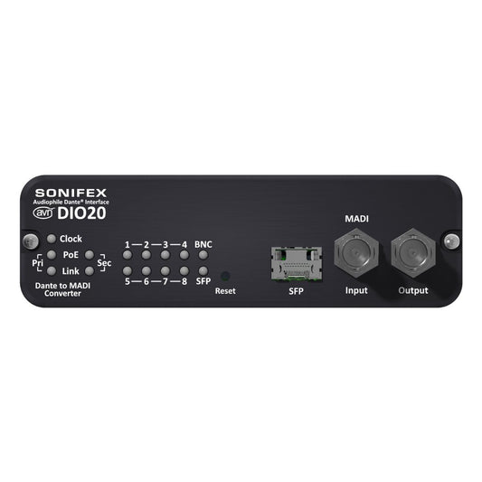 Front view of Sonifex AVN-DIO20 on white background