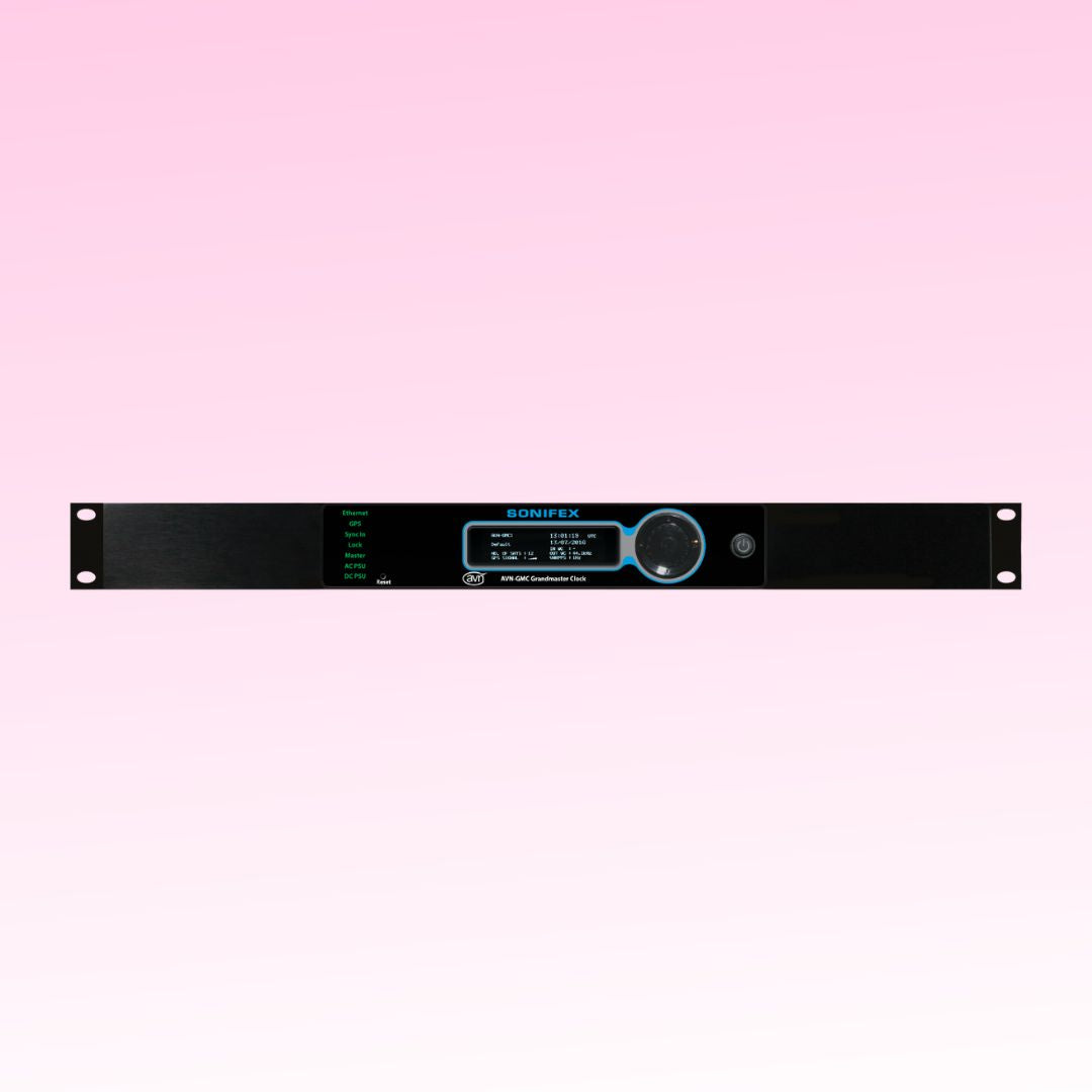 Front panel of Sonifex AVN-GMCOS on pink background