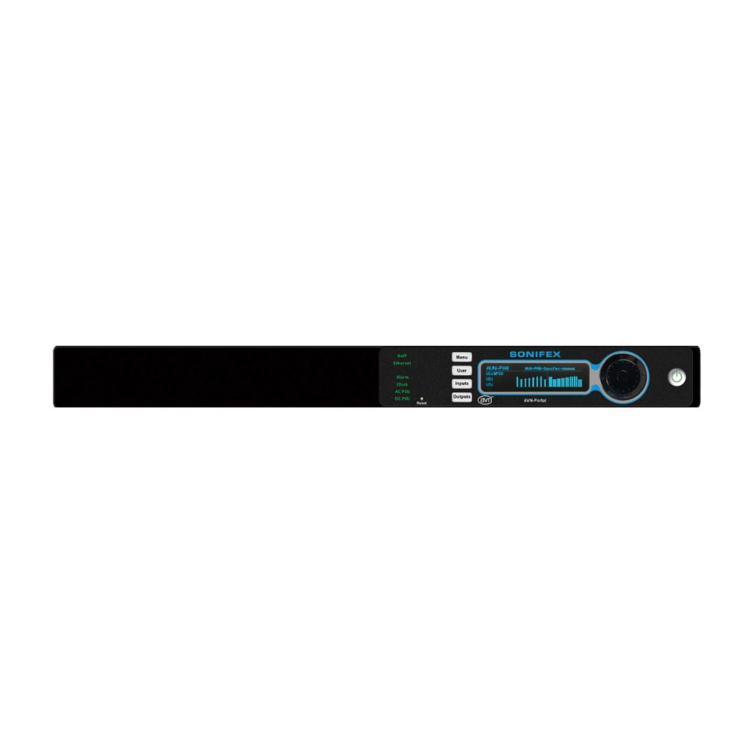 Front view of Sonifex AVN-PA8 without meter display on white background