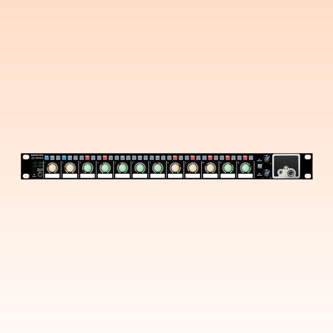 Front view of Sonifex AVN-PXH12 on orange background
