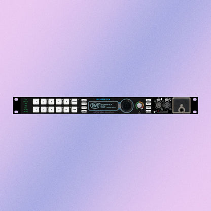 Front view of Sonifex AVN-TB10AR on purple gradient background