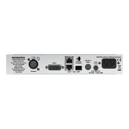 Rear view of Sonifex AVN-TB6 on white background