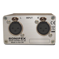 Rear view of Sonifex CM-HPX1 on white background