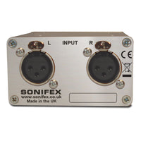 Rear view of Sonifex CM-LUX1 on white background