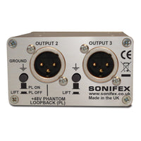 Rear view of Sonifex CM-MS3 on white background
