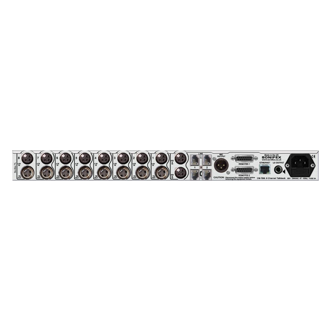 Rear view of Sonifex CM-TB8 on white background