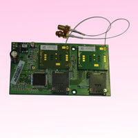 Top view of Sonifex CM-TBG expansion card on pink background