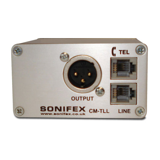 The rear panel of a Sonifex CM-TLL DI box on white background