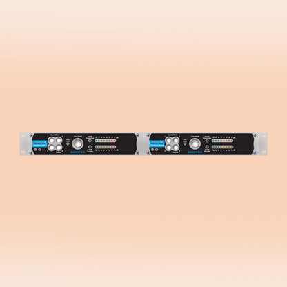 Front panel of Sonifex DHY-04T on peach background