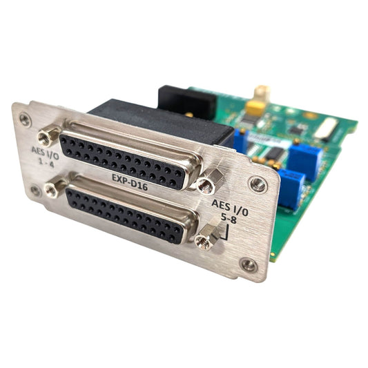 Angled front view of Sonifex EXP-D16 8 AES3 Stereo Digital I/O Expansion Card on white background
