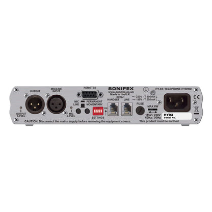 Rear view of Sonifex HY-03 Free Standing on white background
