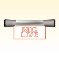 Front view of Sonifex LED Single Flush Mount MIC LIVE Sign (7.9") on yellow background