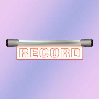 Front view of Sonifex LED Single Flush Mount Sign (15.8") RECORD on purple background