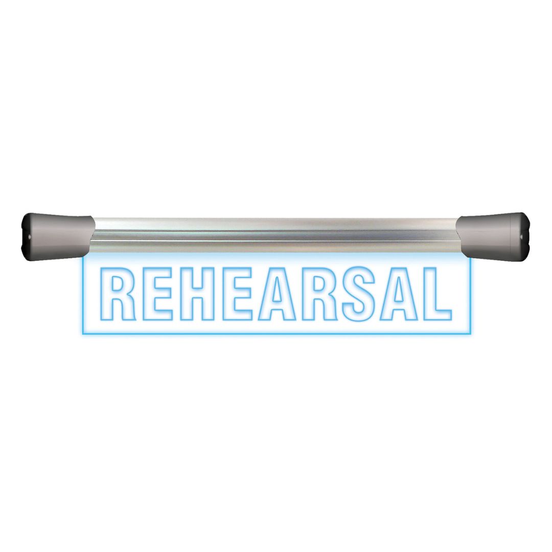 Front view of Sonifex LED Single Flush Mount Sign (15.8") REHEARSAL on white background