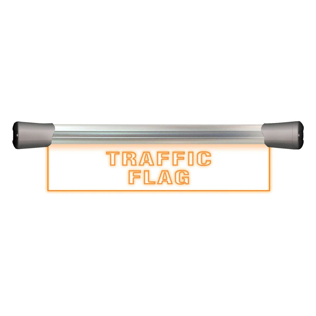 Front view of Sonifex LED Single Flush Mount Sign (15.8") TRAFFIC FLAG on white background
