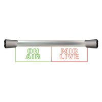 Front view of Sonifex LED Twin Flush Mount Sign ON AIR & MIC LIVE on white background